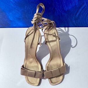 Elegant Vintage Nude Satin Valentino Women's Sandals